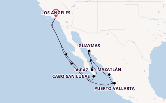 Mexican Riviera from Los Angeles, California, USA with the Crown Princess