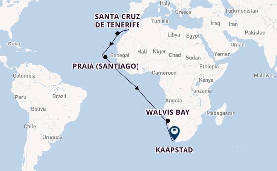 Afrika vanaf Las Palmas, Gran Canaria, Spanje met de Mein Schiff 6