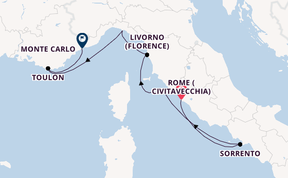 Western Mediterranean from Rome (Civitavecchia), Italy with the Silver Ray
