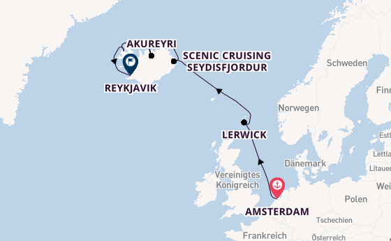 Arktis ab Amsterdam, Niederlande auf der Zuiderdam