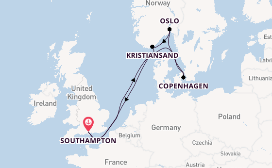 Norway from Southampton, England with the Ventura
