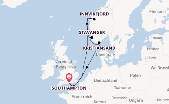 Norwegen ab Southampton, Großbritannien auf der Britannia