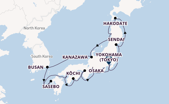 Japan from Tokyo, Japan with the Norwegian Jade
