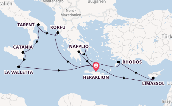 Mittelmeer ab Heraklion, Griechenland auf der Mein Schiff 5