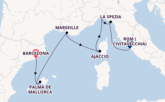 Westliches Mittelmeer ab Barcelona, Spanien auf der Sun Princess