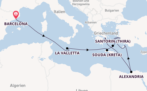 Mittelmeer ab Barcelona, Spanien auf der Oosterdam