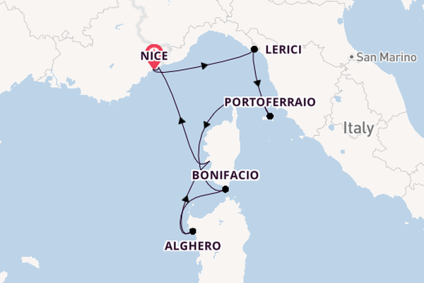 Westelijke Middellandse Zee vanaf Nice, Frankrijk met de Royal Clipper