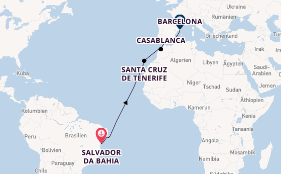 Transatlantik ab Salvador da Bahia, Brasilien auf der MSC Divina