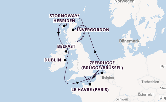 Britische Inseln ab Southampton, Großbritannien auf der Norwegian Sky