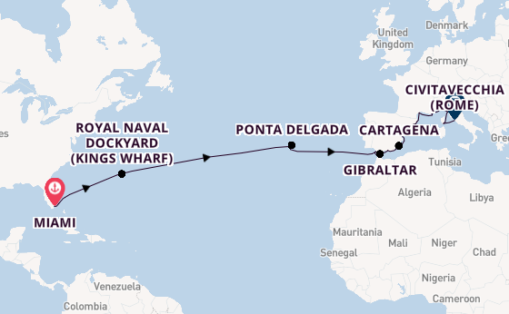 trans-Atlantisch vanaf Miami, Verenigde Staten met de Allura