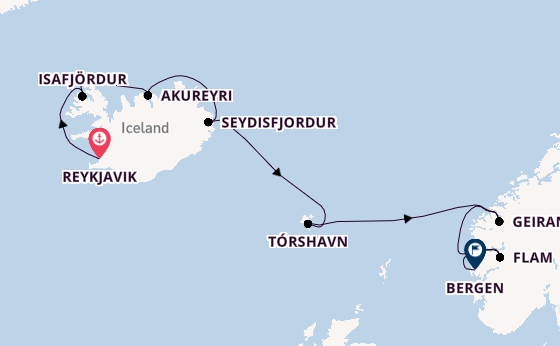Arctic Ocean from Reykjavik, Iceland with the Viking Mars