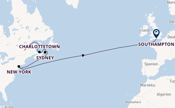 Transatlantik ab Québec, Kanada auf der Queen Mary 2