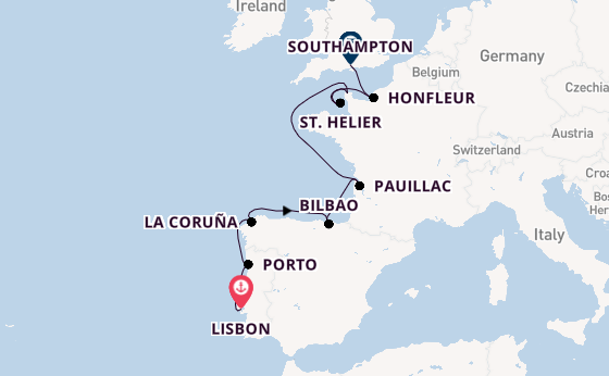 United Kingdom from Lisbon, Portugal with the Seven Seas Prestige