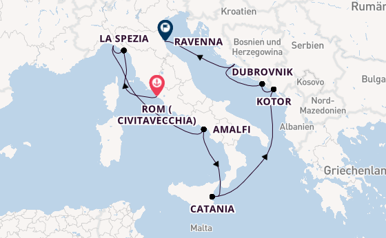 Mittelmeer ab Civitavecchia (Rom), Italien auf der Celebrity Constellation