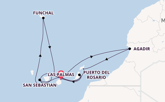 Kanarische Inseln ab Las Palmas, Gran Canaria auf der Mein Schiff 7