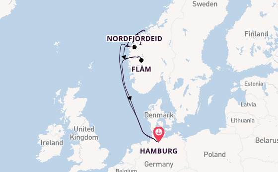 Noorwegen vanaf Hamburg, Duitsland met de Costa Favolosa