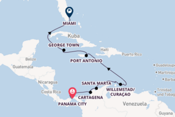 In 12 Tagen nach Miami über Oranjestad/Aruba