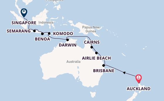 Southeast Asia from Auckland, New Zealand with the Seven Seas Mariner