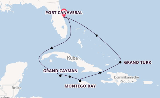 Karibik ab Port Canaveral, USA auf der Carnival Firenze