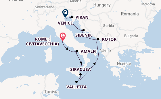 Mediterranean Sea from Rome (Civitavecchia), Italy with the Azamara Onward
