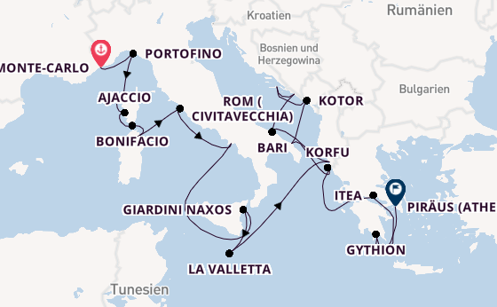 Mittelmeer ab Monte-Carlo, Monaco auf der Seabourn Ovation