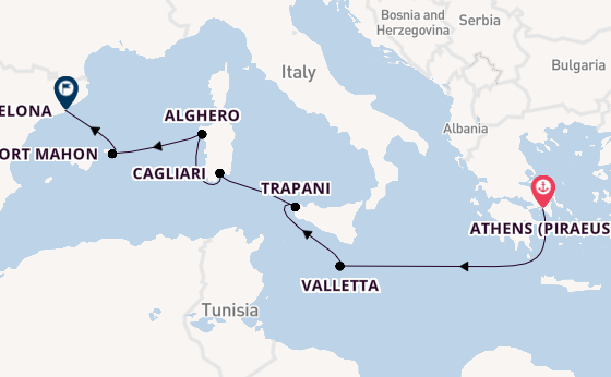 Western Mediterranean from Athens (Piraeus), Greece with the Seabourn Ovation 