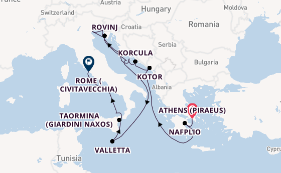 Mediterranean Sea from Athens (Piraeus), Greece with the Seabourn Ovation 