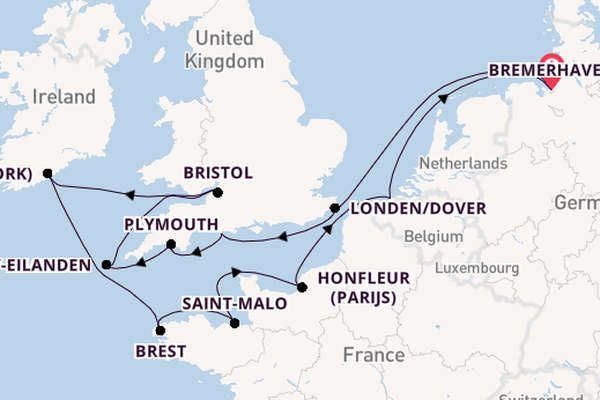 Britse Eilanden vanaf Bremerhaven, Duitsland met de Amera