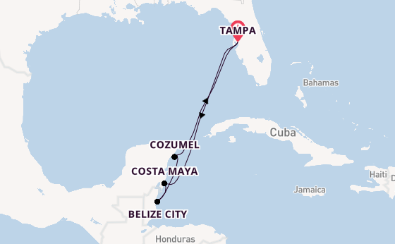 Western Caribbean from Tampa, Florida, USA with the Radiance of the Seas