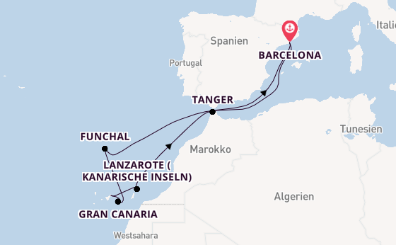 Kanarische Inseln ab Barcelona, Spanien auf der Celebrity Infinity