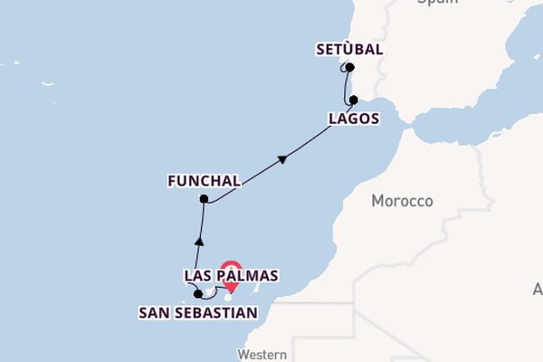 Canarische Eilanden vanaf Las Palmas, Gran Canaria, Spanje met de Le Bellot