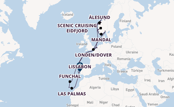 Noorwegen vanaf Rotterdam, Nederland met de Nieuw Statendam