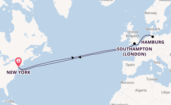 Transatlantic from New York, USA with the Queen Mary 2