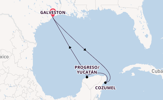 Westelijke Caraïben vanaf Galveston, Verenigde Staten met de Carnival Miracle