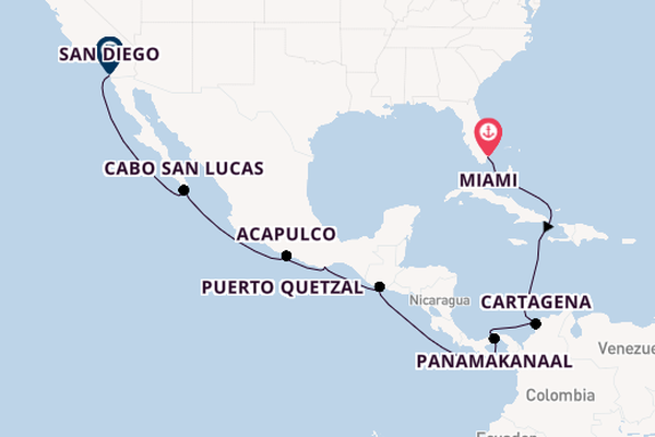 Mexicaanse Riviera vanaf Miami, Verenigde Staten met de Zuiderdam
