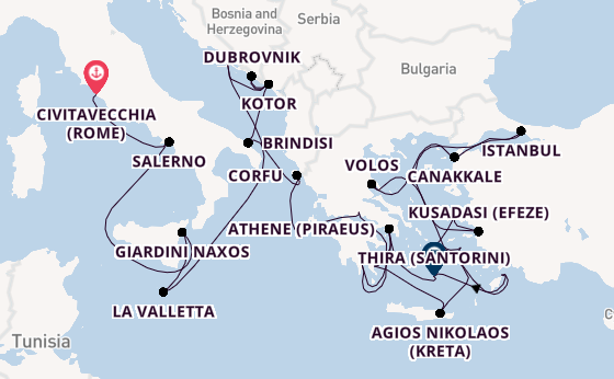 Oostelijke Middellandse Zee vanaf Civitavecchia (Rome), Italië met de Seabourn Ovation