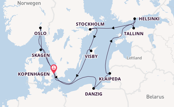 Norwegen ab Kopenhagen, Dänemark auf der Regal Princess