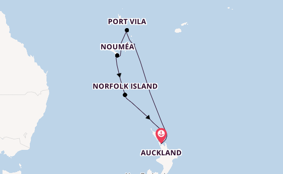 South Pacific from Auckland, New Zealand with the Carnival Adventure