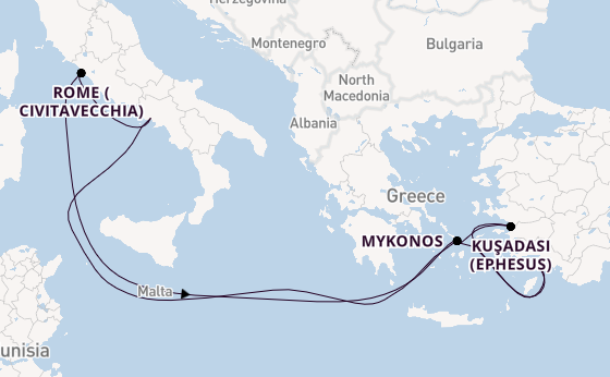 Mediterranean Sea from Marmaris, Turkey with the MSC Divina