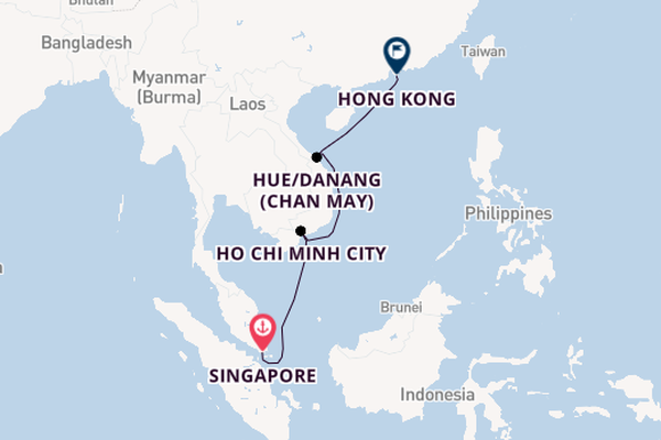 Southeast Asia from Singapore, Singapore with the Azamara Pursuit
