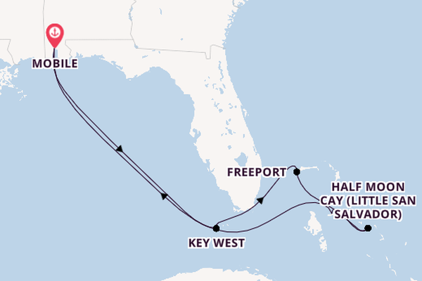 Caribbean from Mobile, Alabama, USA with the Carnival Spirit