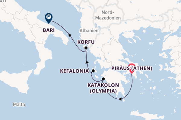 Östliches Mittelmeer ab Piräus (Athen), Griechenland auf der MSC Sinfonia