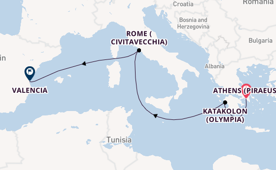 Mediterranean Sea from Athens (Piraeus), Greece with the MSC Sinfonia
