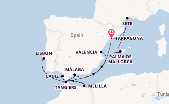 Mediterranean from Tarragona, Spain with the Celestyal Discovery