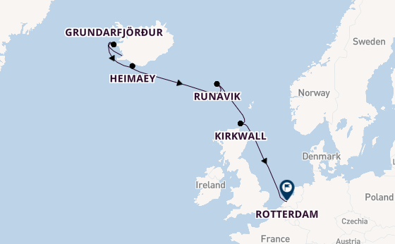 Arctic Ocean from Reykjavik, Iceland with the Rotterdam