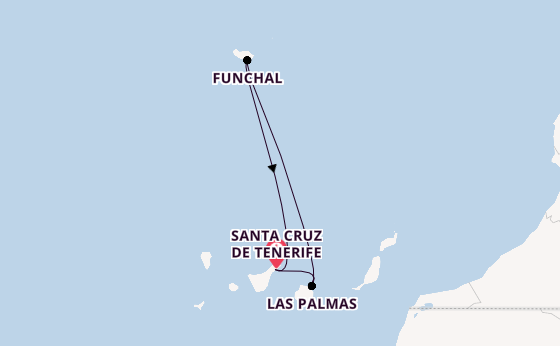Kanarische Inseln ab Santa Cruz de Tenerife, Spanien auf der Costa Smeralda