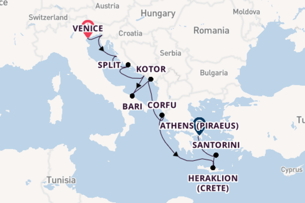 Sailing from Venice to Athens (Piraeus)