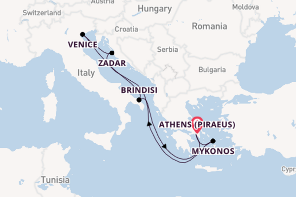 8 day trip on board the MSC Sinfonia from Athens (Piraeus)