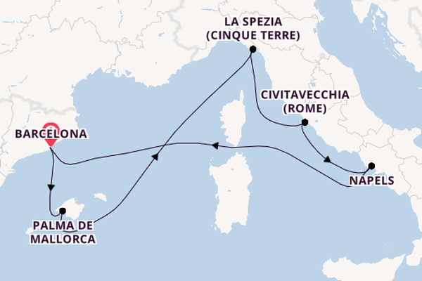 Westelijke Middellandse Zee vanaf Barcelona, Spanje met de Legend of the Seas