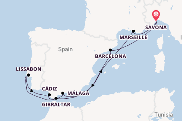 Westelijke Middellandse Zee vanaf Savona, Italië met de Costa Diadema